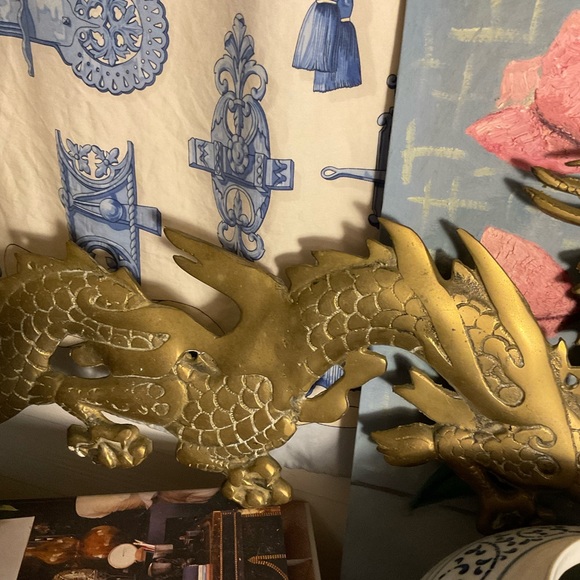 •MIDCENTURY BRASS DRAGON CHINOISERIE MAXIMALIST PALM BEACH CHIC INTERIORS• - Picture 5 of 11